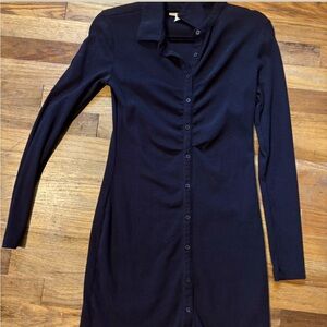 BP Black Long Sleeve Button-Up Dress